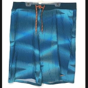 Nike Mens Blue Striped Surf Board Shorts Swim Ocean Loose Summer Lightweight